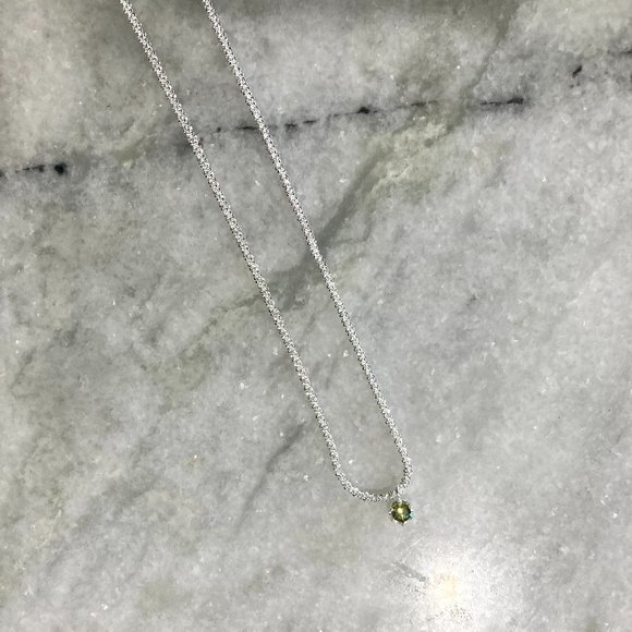 Sterling Silver Olive Green Lab Tourmaline Stone Pendant Necklace - Picture 9 of 10